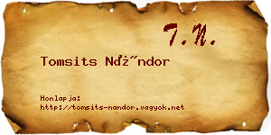 Tomsits Nándor névjegykártya